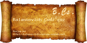 Balassovich Csörsz névjegykártya